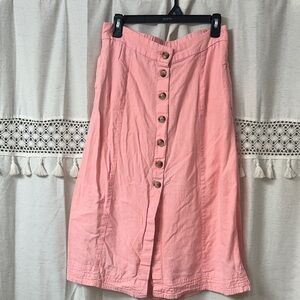 Universal Thread Pink Button-Front Midi Skirt